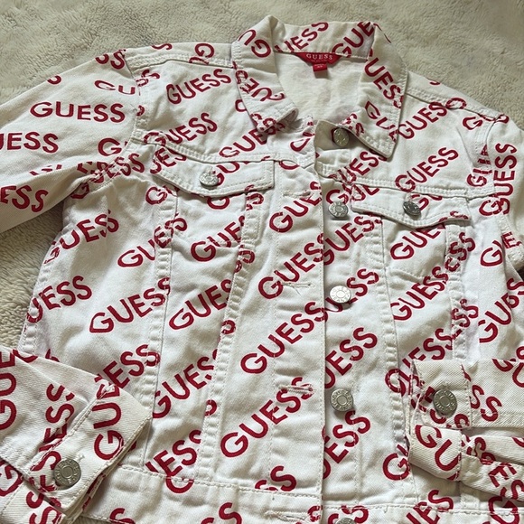 Guess Logo Print Denim Jacket XS | Y2K Streetwear Baddie Vibes - Picture 4 of 5